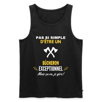 pas si simple D être un exceptionnel bûcheron - Débardeur bio Premium Homme - noir - Devant - Michal (187cm)