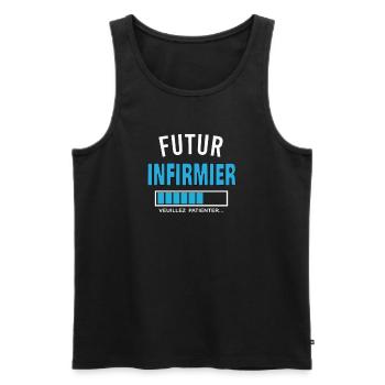futur INFIRMIER - Débardeur bio Premium Homme - noir - Devant - AI Model Male 178 light (178cm)
