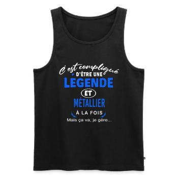 humour Légende et MÉTALLIER cadeau - Débardeur bio Premium Homme - noir - Devant - AI Model Male 178 light (178cm)