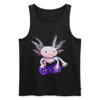 Gamer Axolotl Zocker Gaming - Männer Premium Bio Tank Top - Schwarz - Vorne - Michal (187cm)