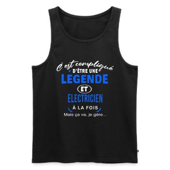 humour Légende et ELECTRICIEN cadeau - Débardeur bio Premium Homme - noir - Devant - Michal (187cm)