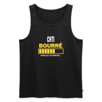 CHTI bourré HUMOUR - Débardeur bio Premium Homme - noir - Devant - AI Model Male 178 light (178cm)