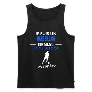 génial foot phrase drôle apéro MARSEILLAIS - Débardeur bio Premium Homme - noir - Devant - AI Model Male 178 light (178cm)