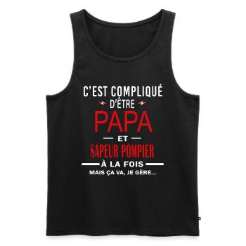 papa Et SAPEUR POMPIER cadeau citation - Débardeur bio Premium Homme - noir - Devant - Michal (187cm)