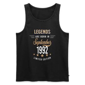 Legends are born in September 1992 - Débardeur bio Premium Homme - noir - Devant - Michal (187cm)