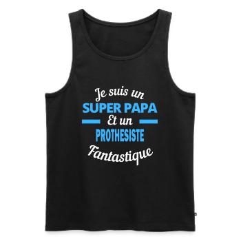 SUPER PAPA Fantastique PROTHESISTE - Débardeur bio Premium Homme - noir - Devant - Michal (187cm)
