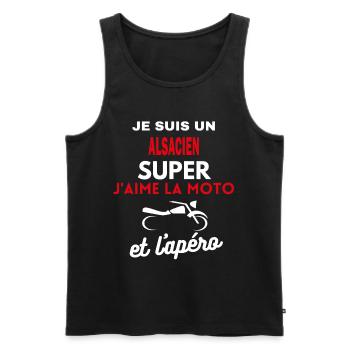 moto phrase drôle apéro ALSACIEN citation - Débardeur bio Premium Homme - noir - Devant - Michal (187cm)