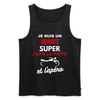 moto phrase drôle apéro ARCHIVISTE citation - Débardeur bio Premium Homme - noir - Devant - AI Model Male 178 light (178cm)