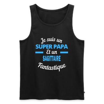 SUPER PAPA Fantastique SAGITTAIRE - Débardeur bio Premium Homme - noir - Devant - Michal (187cm)
