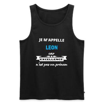 Je m'appelle excellence Leon - Débardeur bio Premium Homme - noir - Devant - Michal (187cm)