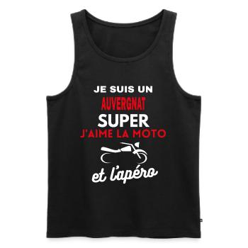 moto phrase drôle apéro AUVERGNAT citation - Débardeur bio Premium Homme - noir - Devant - AI Model Male 178 light (178cm)