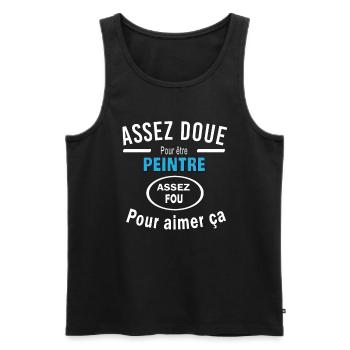 Assez doue pour etre PEINTRE - Débardeur bio Premium Homme - noir - Devant - AI Model Male 178 light (178cm)