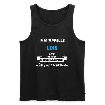 Je m'appelle excellence Lois - Débardeur bio Premium Homme - noir - Devant - AI Model Male 178 light (178cm)