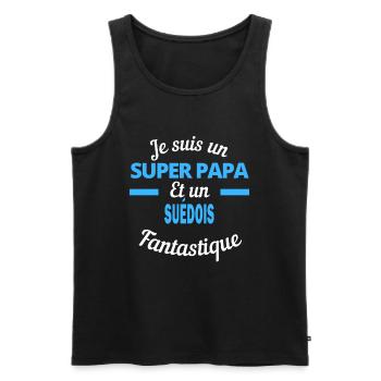 SUPER PAPA Fantastique SUÉDOIS - Débardeur bio Premium Homme - noir - Devant - Michal (187cm)