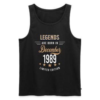 Legends are born in December 1989 - Débardeur bio Premium Homme - noir - Devant - Michal (187cm)