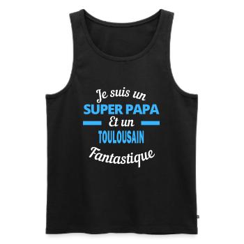 SUPER PAPA Fantastique TOULOUSAIN - Débardeur bio Premium Homme - noir - Devant - Michal (187cm)
