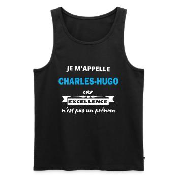 Je m'appelle excellence Charles-Hugo - Débardeur bio Premium Homme - noir - Devant - Michal (187cm)