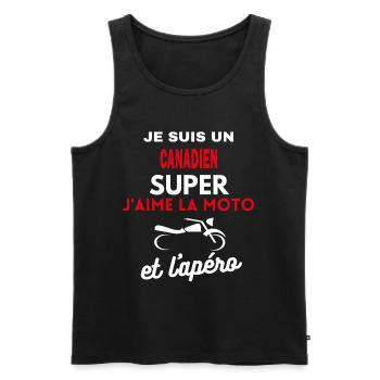 moto phrase drôle apéro CANADIEN citation - Débardeur bio Premium Homme - noir - Devant - Michal (187cm)
