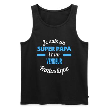 SUPER PAPA Fantastique VENDEUR - Débardeur bio Premium Homme - noir - Devant - Michal (187cm)