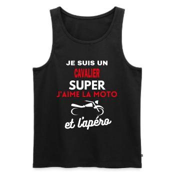 moto phrase drôle apéro CAVALIER citation - Débardeur bio Premium Homme - noir - Devant - Michal (187cm)