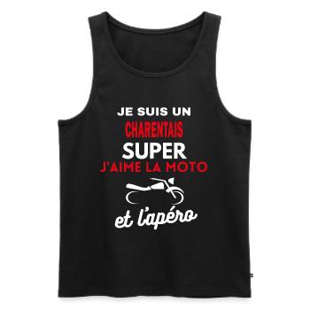 moto phrase drôle apéro CHARENTAIS citation - Débardeur bio Premium Homme - noir - Devant - AI Model Male 178 light (178cm)
