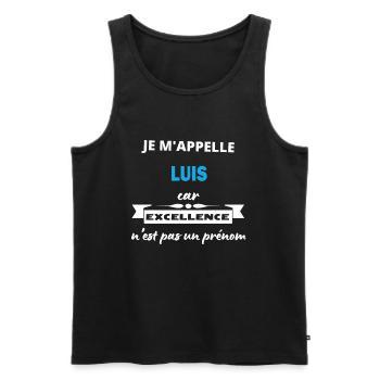 Je m'appelle excellence Luis - Débardeur bio Premium Homme - noir - Devant - AI Model Male 178 light (178cm)