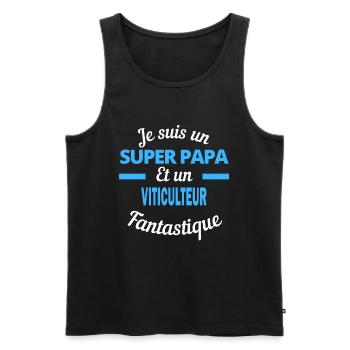 SUPER PAPA Fantastique VITICULTEUR - Débardeur bio Premium Homme - noir - Devant - Michal (187cm)