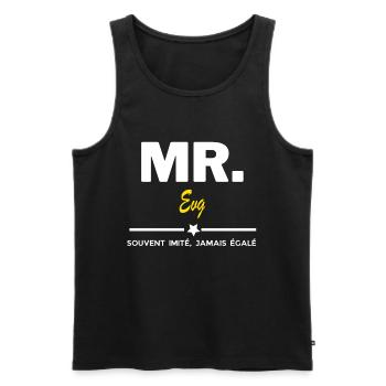 MR. souvent imité, jamais égalé Evg - Débardeur bio Premium Homme - noir - Devant - AI Model Male 178 light (178cm)