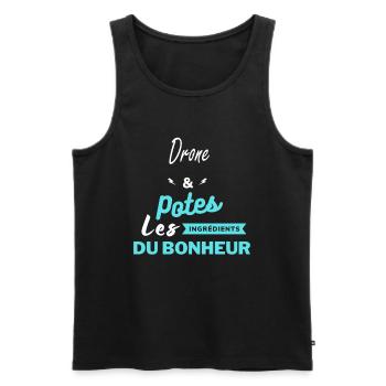 potes les ingrédients du bonheur Drone - Débardeur bio Premium Homme - noir - Devant - Michal (187cm)