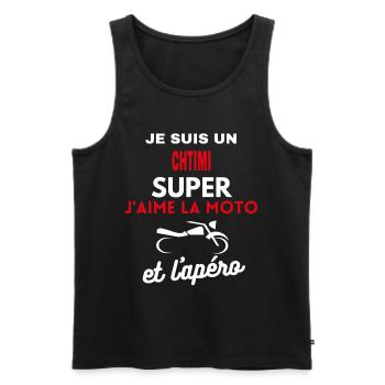 moto phrase drôle apéro CHTIMI citation - Débardeur bio Premium Homme - noir - Devant - Michal (187cm)