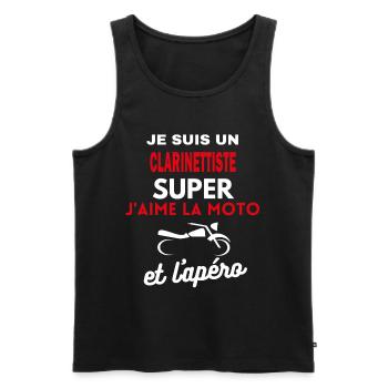 moto phrase drôle apéro CLARINETTISTE citation - Débardeur bio Premium Homme - noir - Devant - Michal (187cm)