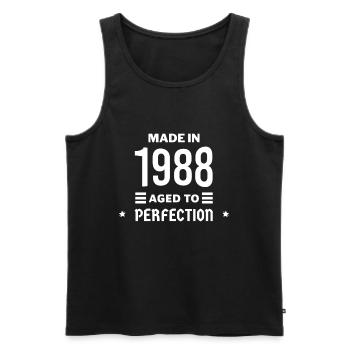 Made in aged to perfection 1988 - Men's Premium Organic Tank Top - black - Front - AI Model Male 178 light (178cm)