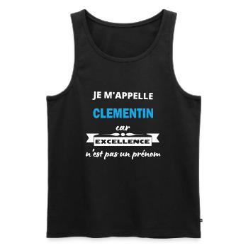 Je m'appelle excellence Clementin - Débardeur bio Premium Homme - noir - Devant - Michal (187cm)