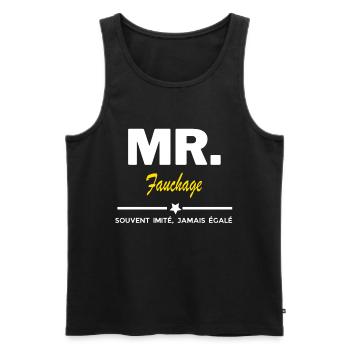 MR. souvent imité, jamais égalé Fauchage - Débardeur bio Premium Homme - noir - Devant - Michal (187cm)
