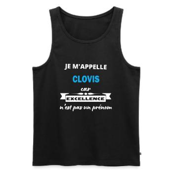 Je m'appelle excellence Clovis - Débardeur bio Premium Homme - noir - Devant - Michal (187cm)