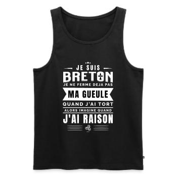Breton - Je suis Breton, Je Ferme Pas Ma Gueule - Débardeur bio Premium Homme - noir - Devant - AI Model Male 178 light (178cm)