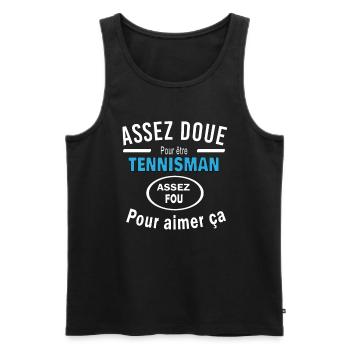 Assez doue pour etre TENNISMAN - Débardeur bio Premium Homme - noir - Devant - AI Model Male 178 light (178cm)