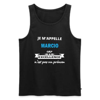 Je m'appelle excellence Marcio - Débardeur bio Premium Homme - noir - Devant - Michal (187cm)