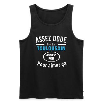 Assez doue pour etre TOULOUSAIN - Débardeur bio Premium Homme - noir - Devant - AI Model Male 178 light (178cm)