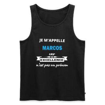 Je m'appelle excellence Marcos - Débardeur bio Premium Homme - noir - Devant - AI Model Male 178 light (178cm)