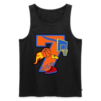 Basketball 7. Geburtstagsparty Nummer 7 - 7 Jahre - Männer Premium Bio Tank Top - Schwarz - Vorne - Michal (187cm)