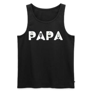 Papa barbecue humour bbq cadeau fête des pères - Débardeur bio Premium Homme - noir - Devant - Michal (187cm)