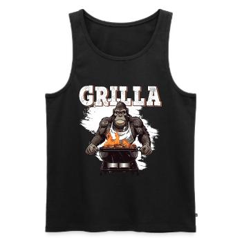 Grillen Grilla Griller Gorilla BBQ Spruch Lustig - Männer Premium Bio Tank Top - Schwarz - Vorne - Michal (187cm)