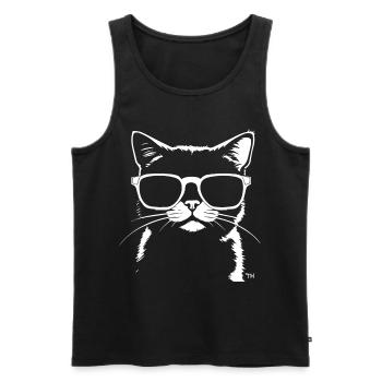 Drôle de chat avec des lunettes de soleil Chaton Sunglas Cats - Débardeur bio Premium Homme - noir - Devant - Michal (187cm)