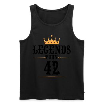42 Geburtstag, Legenden werden 42 - Männer Premium Bio Tank Top - Schwarz - Vorne - Michal (187cm)