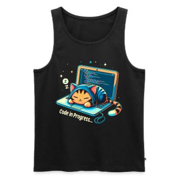 Code in progress.. - Programming Cats - Men's Premium Organic Tank Top - black - Front - AI Model Male 178 light (178cm)