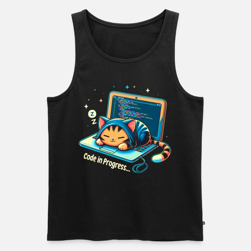 Code in Bearbeitung.. - Programming Cats - Männer Premium Bio Tank Top - Schwarz