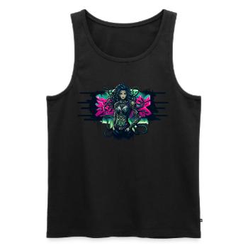 Cyberpunk Medusa – Neon Rebellion - Männer Premium Bio Tank Top - Schwarz - Vorne - Michal (187cm)