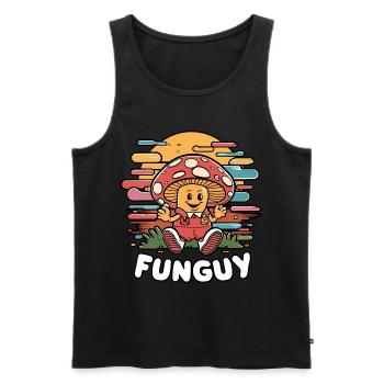 Funny Cartoon Mushroom Character Funny Guy - Men's Premium Organic Tank Top - black - Front - AI Model Male 178 light (178cm)