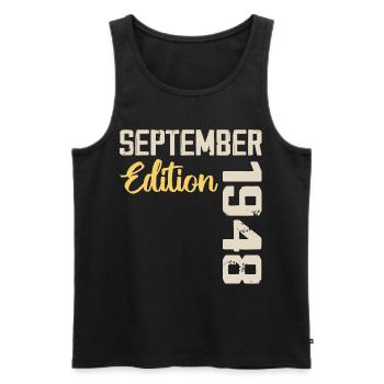 September 1948 - 76th Anniversary September 1948 - Men's Premium Organic Tank Top - black - Front - AI Model Male 178 light (178cm)